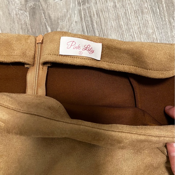 Pink Lily Tan Suede Mini Skirt - Picture 2 of 5
